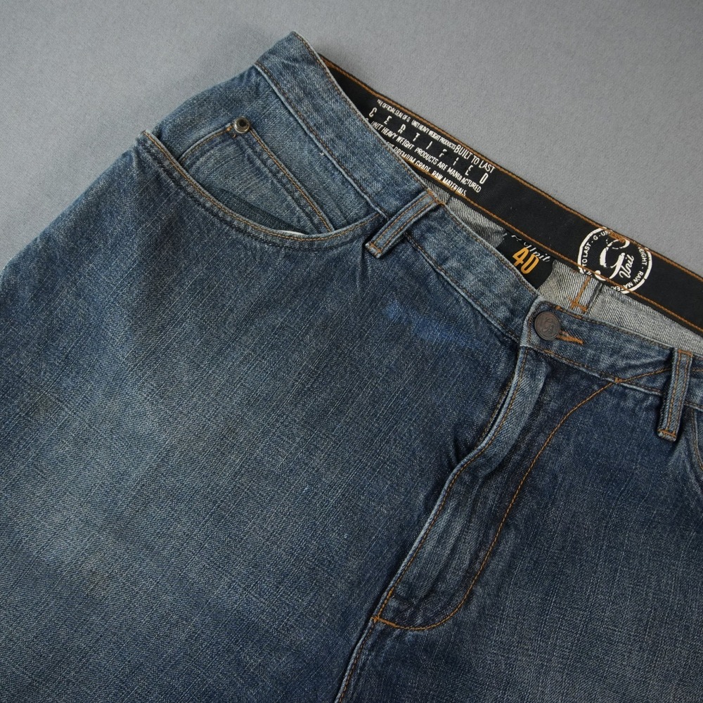 Y2K G Unit Baggy Heavyweight Denim Shorts Mens 40 Raw Streetwear 13" Retro